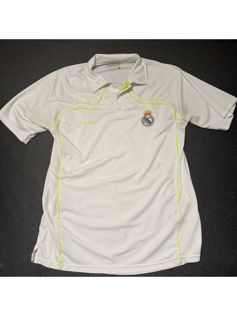 Real Madrid Short Sleeve Polo Shirt Mens XXL White Draps Center Producto Oficial